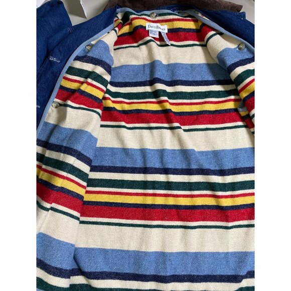 Vtg David Brooks Denim Chore Barn Jacket Suede Collar Womens Large Wool lining - Picture 8 of 16